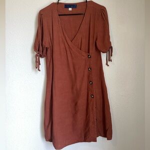 Blue Rain Dresses | Francesca’s Burnt Orange Boho Button Down Dress| size S